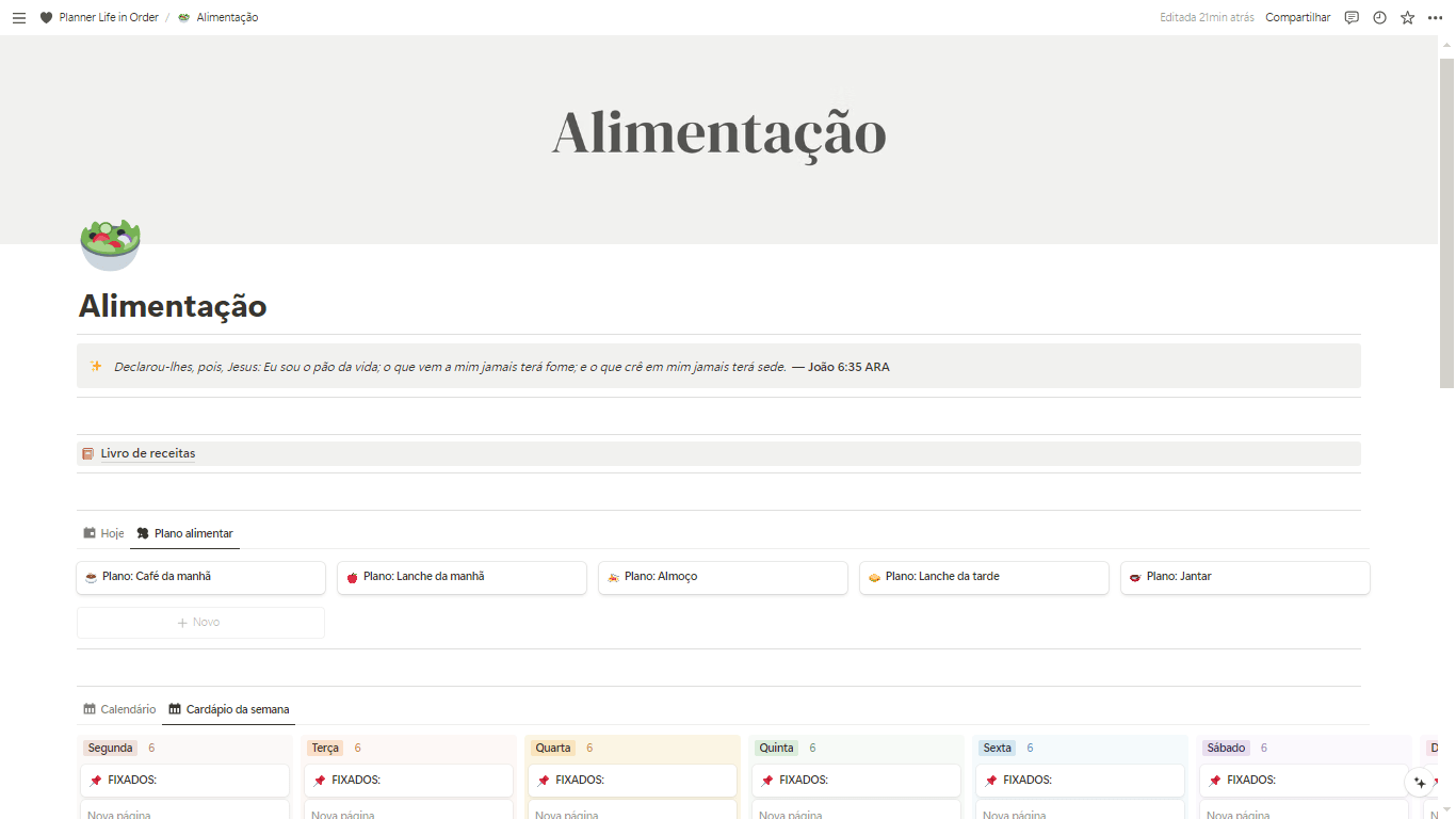 Planeje seu plano alimentar e suas refeições