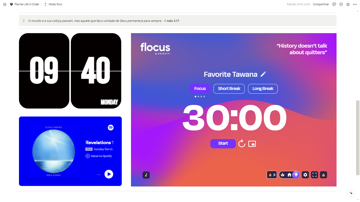 + da página Modo foco